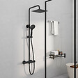 AICA SANITAIRE - AICA colonne de douche thermostatique noir mat avec douche de tête carrée, réglable selon plusieurs modes, réglable en hauteur - vignette