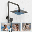 AICA SANITAIRE - AICA colonne de douche thermostatique noir mat avec douche de tête carrée, réglable selon plusieurs modes, réglable en hauteur - vignette