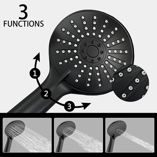 AICA SANITAIRE - AICA colonne de douche thermostatique noir mat avec douche de tête carrée, réglable selon plusieurs modes, réglable en hauteur - large