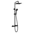 AICA SANITAIRE - AICA Colonne de douche thermostatique noire, avec douche de tête carrée, ensemble de douche en acier inoxydable, douchette à main réglable en différents modes - vignette