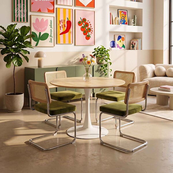 OVIALA - Buffet uni 4 portes L 180 cm vert olive - Harlan - large