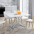 ID MARKET - Table basse 2 en 1 relevable en table à manger rectangulaire URBANA 100 cm blanc pied gris chromé - vignette