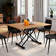 ID MARKET - Table basse 2 en 1 relevable en table à manger rectangulaire URBANA 100 cm bois et noir design industriel - vignette