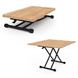 ID MARKET - Table basse 2 en 1 relevable en table à manger rectangulaire URBANA 100 cm bois et noir design industriel - vignette