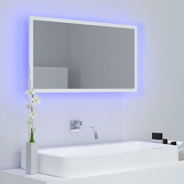 VIDAXL - vidaXL Miroir à LED de salle de bain Blanc 80x8,5x37 cm Acrylique - large