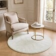 VOUNOT - Tapis de salon poils ras doux antiderapant ф120cm uni crème - vignette