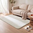 VOUNOT - Tapis de salon poils ras doux antiderapant 120x160cm uni crème - vignette