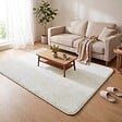 VOUNOT - Tapis de salon poils ras doux antiderapant 140x200cm uni crème - vignette