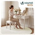 VOUNOT - Tapis de salon poils ras doux antiderapant ф160cm uni crème - vignette