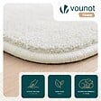 VOUNOT - Tapis de salon poils ras doux antiderapant ф160cm uni crème - vignette