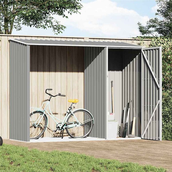 VIDAXL - vidaXL Abri à bois de jardin Gris 245x98x159 cm Acier galvanisé - large