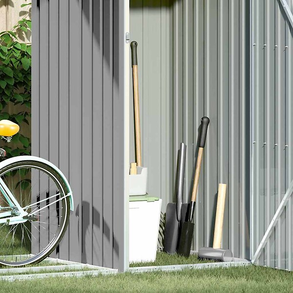 VIDAXL - vidaXL Abri à bois de jardin Gris 245x98x159 cm Acier galvanisé - large