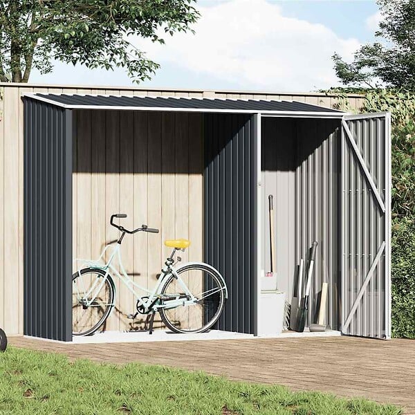 VIDAXL - vidaXL Abri à bois de jardin Anthracite 245x98x159 cm Acier galvanisé - large