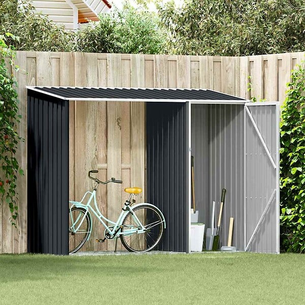VIDAXL - vidaXL Abri à bois de jardin Anthracite 245x98x159 cm Acier galvanisé - large