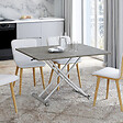 ID MARKET - Table basse 2 en 1 relevable en table à manger rectangulaire URBANA 100 cm effet béton pied gris chromé - vignette