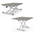 ID MARKET - Table basse 2 en 1 relevable en table à manger rectangulaire URBANA 100 cm effet béton pied gris chromé - vignette