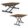 ID MARKET - Table basse 2 en 1 relevable en table à manger rectangulaire URBANA 100 cm bois foncé et noir design industriel - vignette
