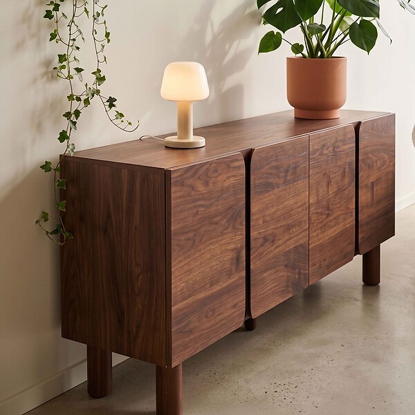 OVIALA - Buffet effet bois 4 portes L 180 cm bois foncé - Harlan - large