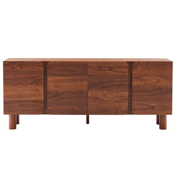 OVIALA - Buffet effet bois 4 portes L 180 cm bois foncé - Harlan - large