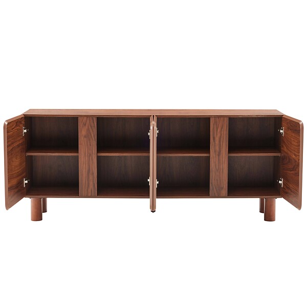OVIALA - Buffet effet bois 4 portes L 180 cm bois foncé - Harlan - large