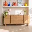 OVIALA - Buffet effet bois 4 portes L 180 cm bois clair - Harlan - vignette