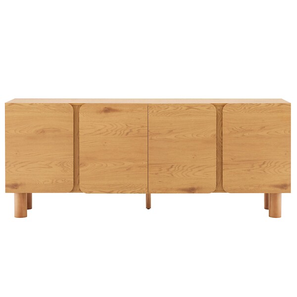 OVIALA - Buffet effet bois 4 portes L 180 cm bois clair - Harlan - large