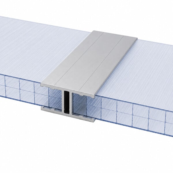 MCCOVER - Profil jonction monobloc (en H) - toiture polycarbonate Aluminium, ep.10 mm, L.3 m - large