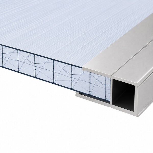 MCCOVER - Profil bordure monobloc (en U) - toiture polycarbonate Aluminium, ep.10 mm, L.3 m - large