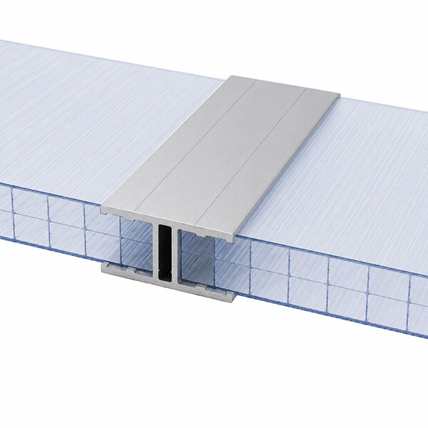 MCCOVER - Profil jonction monobloc (en H) - toiture polycarbonate Aluminium, ep.10 mm, L.4 m - large
