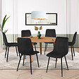 ID MARKET - Lot de 6 chaises MILA en velours noir pour salle à manger - vignette