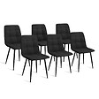 ID MARKET - Lot de 6 chaises MILA en velours noir pour salle à manger - vignette