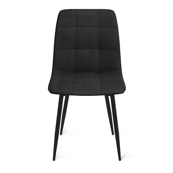 ID MARKET - Lot de 6 chaises MILA en velours noir pour salle à manger - large