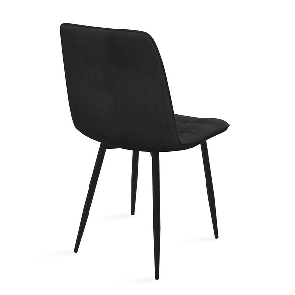 ID MARKET - Lot de 6 chaises MILA en velours noir pour salle à manger - large