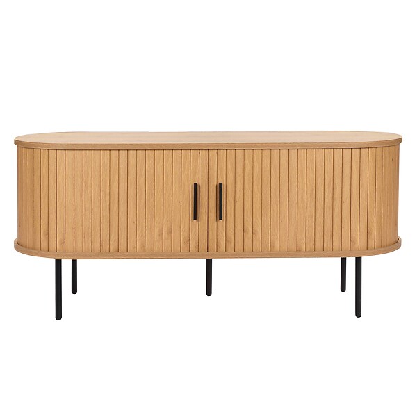 OVIALA - Meuble TV en mélaminé et acier 120 cm beige - Marius - large