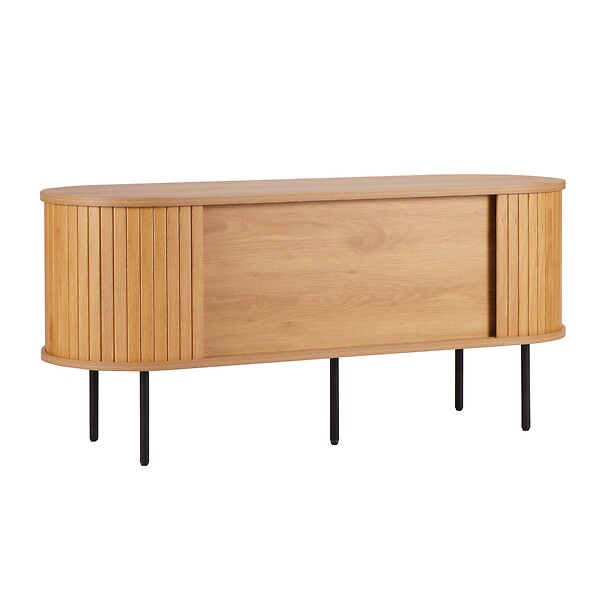 OVIALA - Meuble TV en mélaminé et acier 120 cm beige - Marius - large