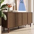 OVIALA - Buffet effet bois 4 portes style scandinave 180 cm bois foncé - Tomy - vignette
