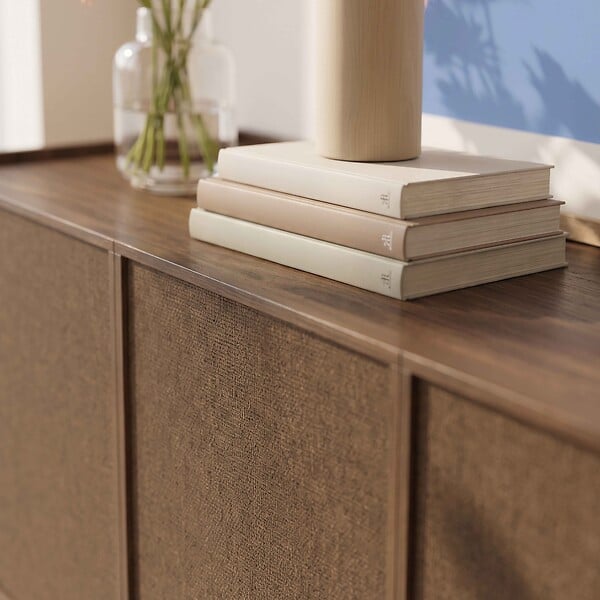 OVIALA - Buffet effet bois 4 portes style scandinave 180 cm bois foncé - Tomy - large