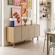 OVIALA - Buffet effet bois 4 portes style scandinave 180 cm bois clair  - Tomy - vignette