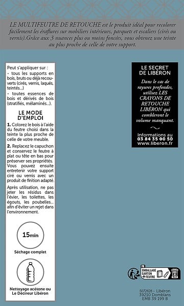 LIBERON - Multifeutre de retouche Chêne - Lot de 3 mini-feutres - large