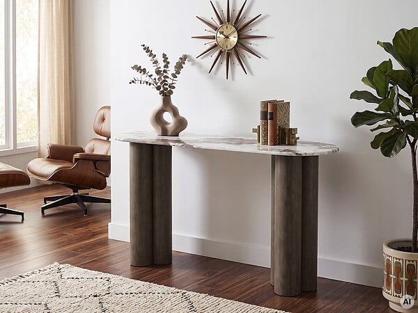 HABITAT ET JARDIN - Console avec plateau en céramique "Zora" - 140 cm - Marron - large