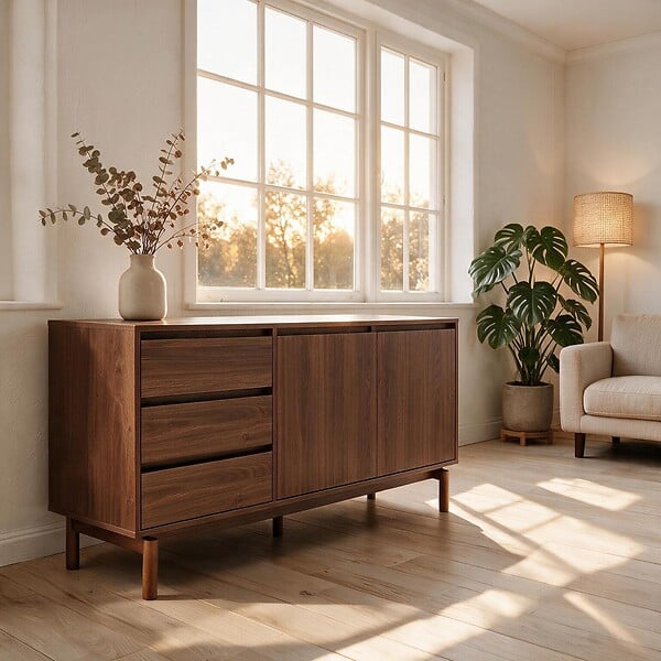 HAPPY GARDEN - Buffet en bois foncé 160cm SARAH - large