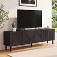 ID MARKET - Meuble TV 180 cm HIMARA 2 portes lattes géométriques bois noir - vignette