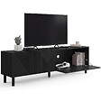 ID MARKET - Meuble TV 180 cm HIMARA 2 portes lattes géométriques bois noir - vignette