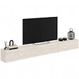 ID MARKET - Meuble TV 270 cm suspendu ELIO 3 portes effet travertin - vignette