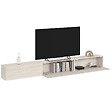 ID MARKET - Meuble TV 270 cm suspendu ELIO 3 portes effet travertin - vignette