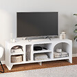ID MARKET - Meuble TV 140 cm organique ALESIA 6 niches bois blanc - vignette