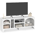 ID MARKET - Meuble TV 140 cm organique ALESIA 6 niches bois blanc - vignette