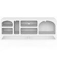 ID MARKET - Meuble TV 140 cm organique ALESIA 6 niches bois blanc - vignette