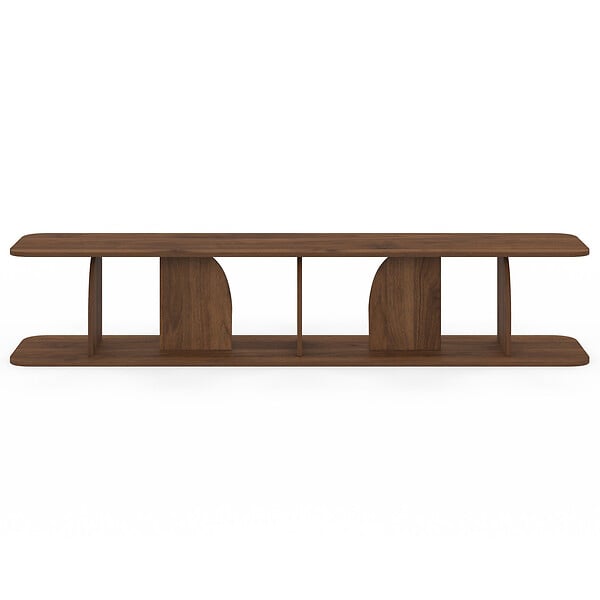 ID MARKET - Meuble TV 180 cm japandi EDITH bois effet noyer - large