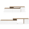 ID MARKET - Meuble TV 140-180 cm modulable d'angle BASILE rotatif bois et blanc - vignette